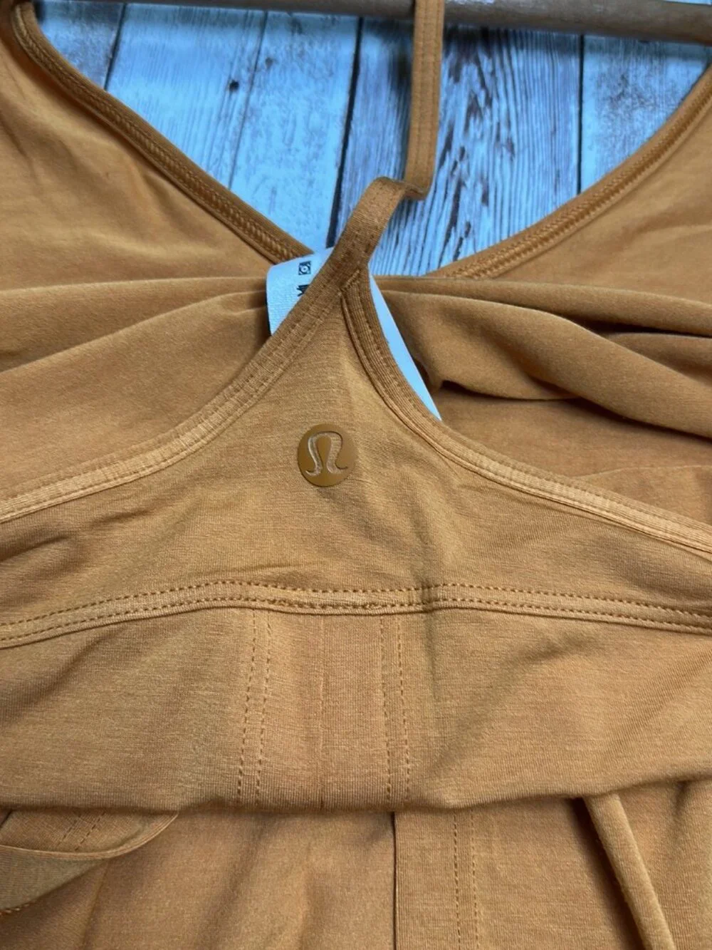Lululemon Modal Silk Yoga Tank Top sz 2 Autumn Orange Tie T-Back Strappy